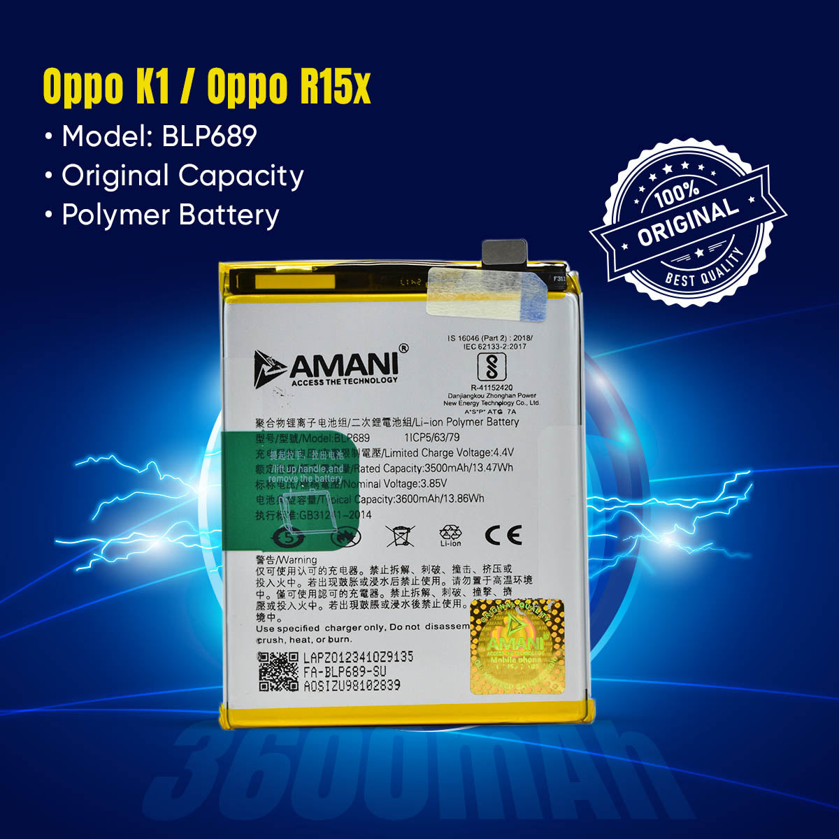 BLP689 / BLP695 / A7X / F9 / R17 /F9 / R15X / K1 / REALME 2 PRO / 2 PRIME / F9 PRO / F9